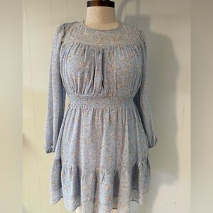 ARULA Blue Floral Long Sleeve Dress